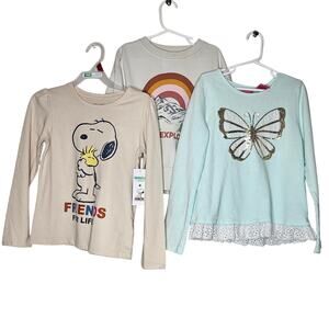 Isaac Mizrahi Butterfly sequins shirt Rainbow Sweaatshirt Peanuts T shirt sz 7